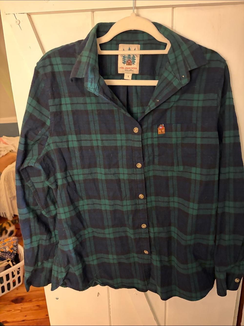 Kiel James Patrick Navy & Green Plaid Button-Down Shirt